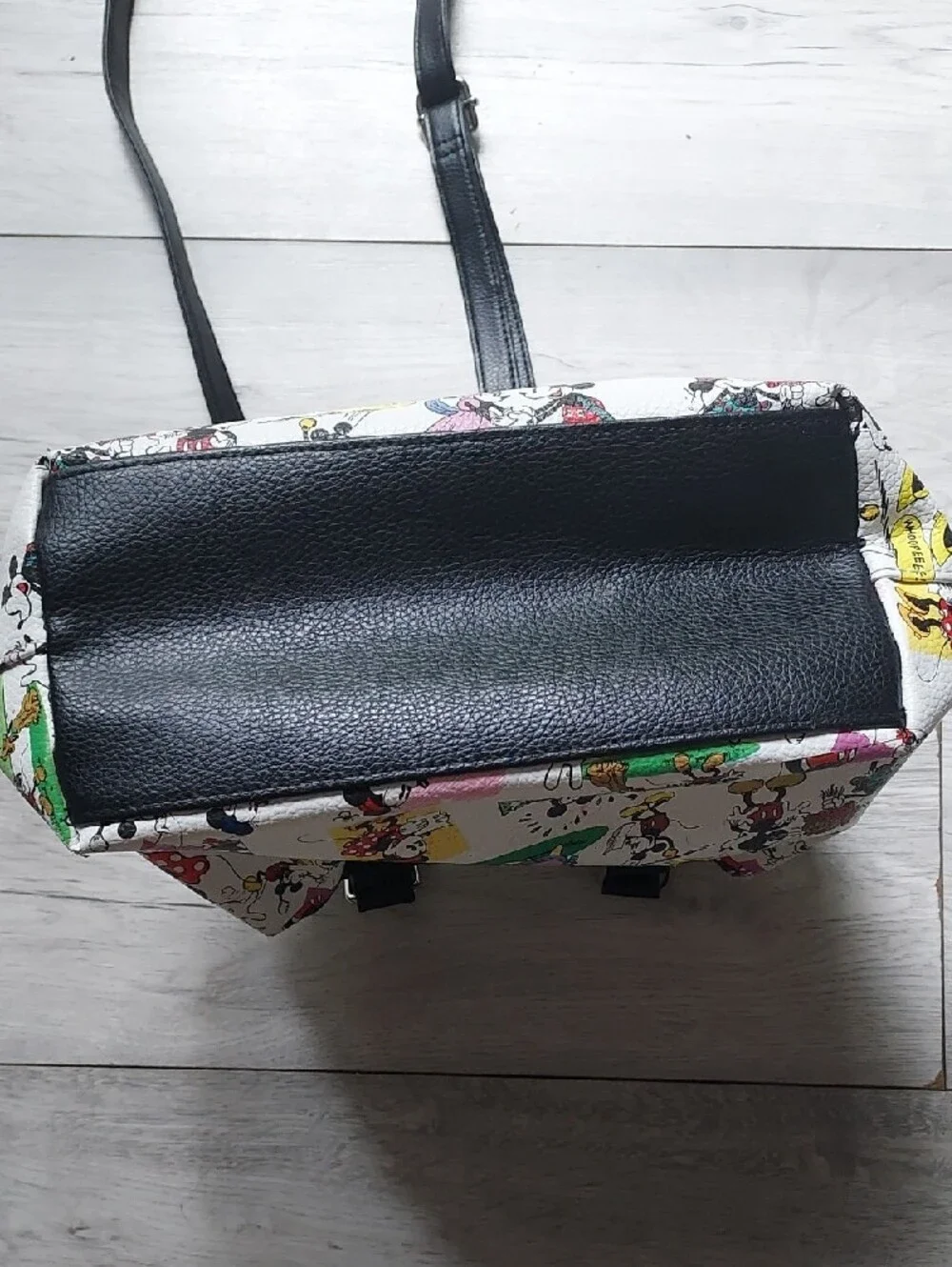Disney  Printed Satchel, Bag,Purse with Black Trim and Multicolor Characters